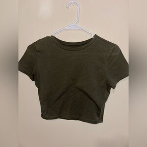 Olive Green Crop Tee